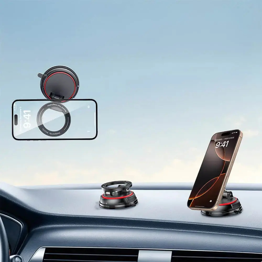 Support smartphone magnétique pour voiture fixation par ventouse - Yesido C219 Noir - Vue 2