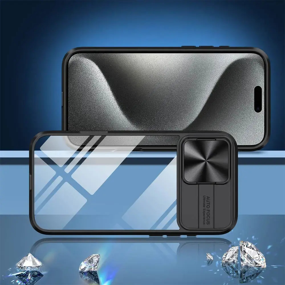 Coque iPhone 15 Pro avec cache caméra - PROTECT IE027 Noir - Vue 2