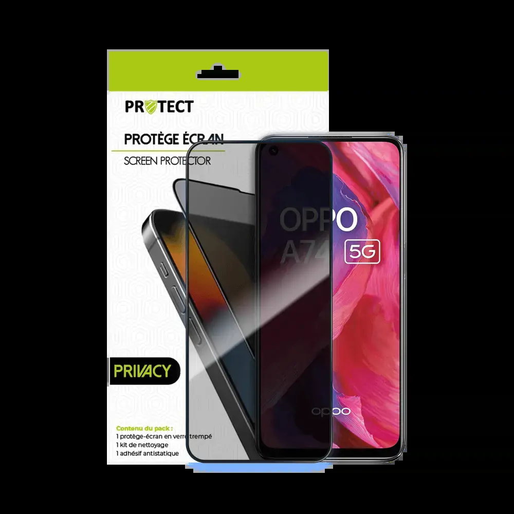 Verre trempé anti-espions OPPO A74 5G protection écran 9H - PROTECT Transparent - Vue 2