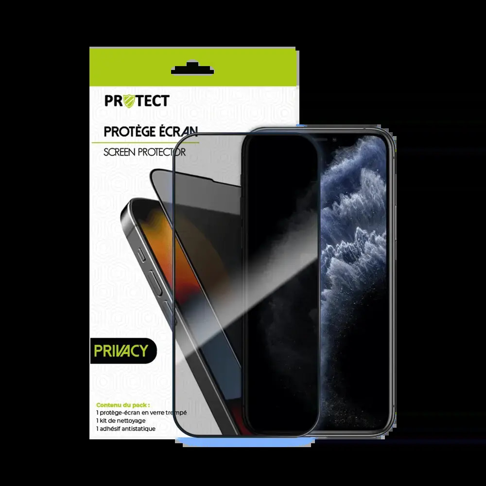 Verre trempé anti-espions iPhone 11 Pro / X / XS protection écran 9H - PROTECT Transparent - Vue 2
