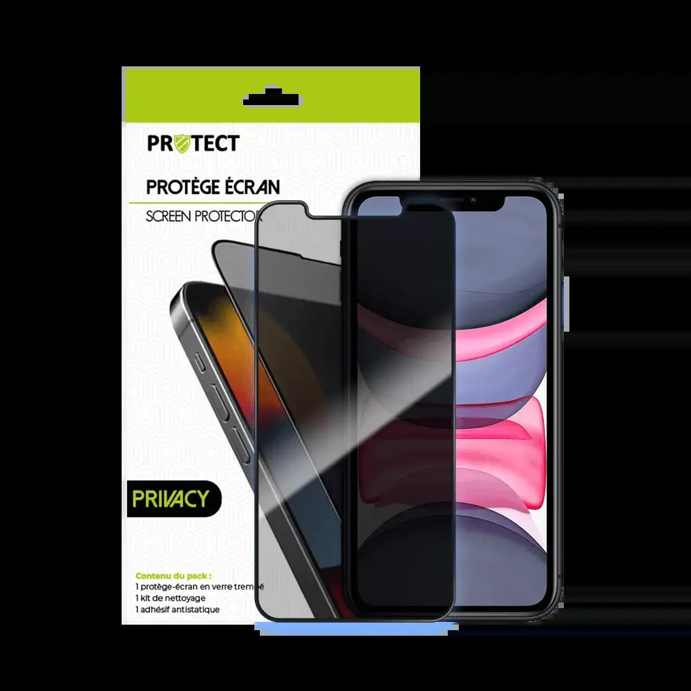 Verre trempé anti-espions iPhone 11/ XR protection écran 9H - PROTECT Transparent - Vue 2