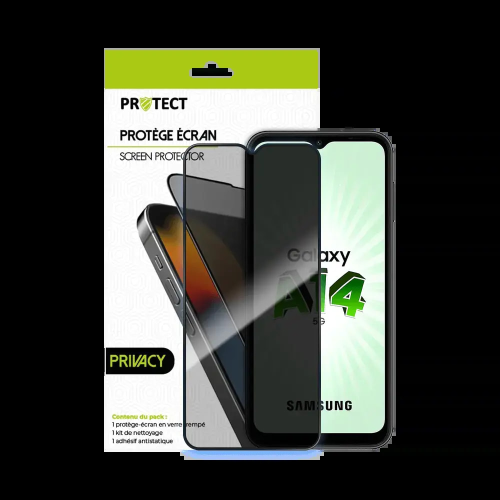 Verre trempé anti-espions Samsung Galaxy A14 5G / A14 4G protection écran 9H - PROTECT Transparent - Vue 2