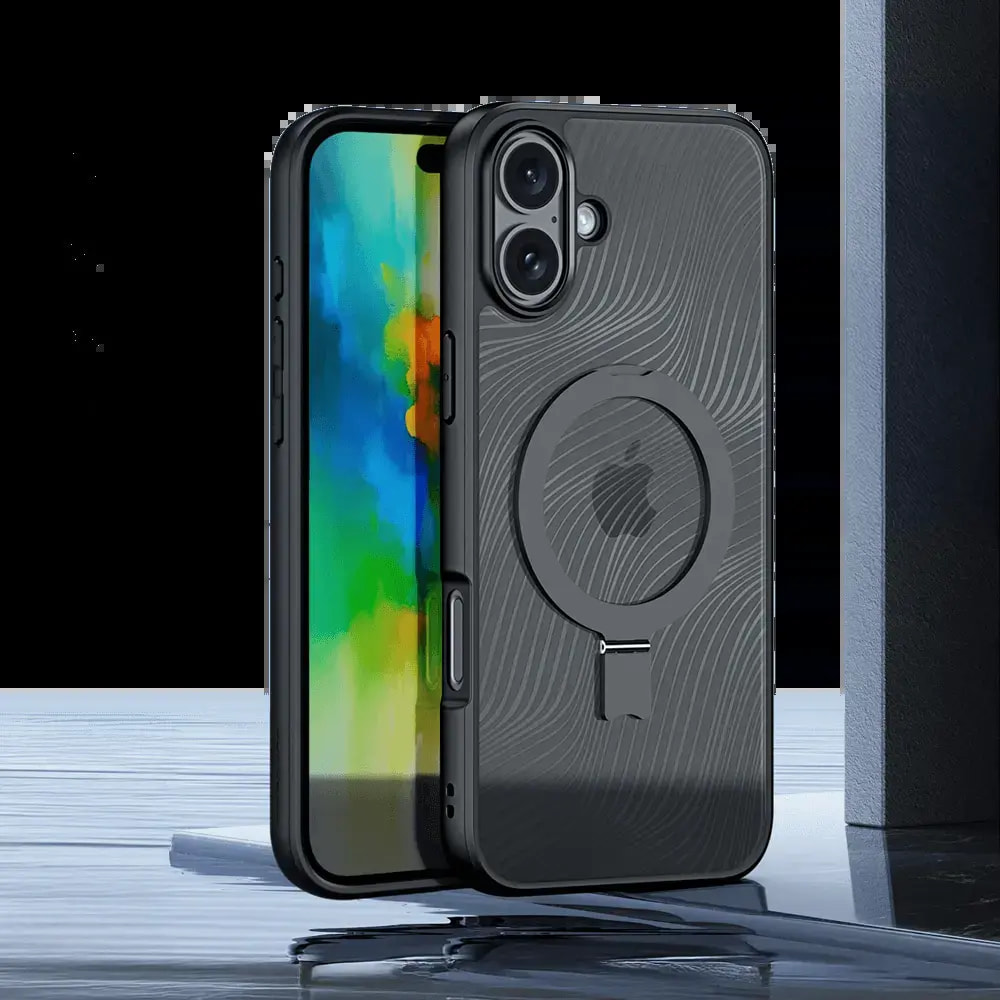 Coque MagSafe avec support iPhone 16 Plus - Dux Ducis Aimo Mag Noir - Vue 3
