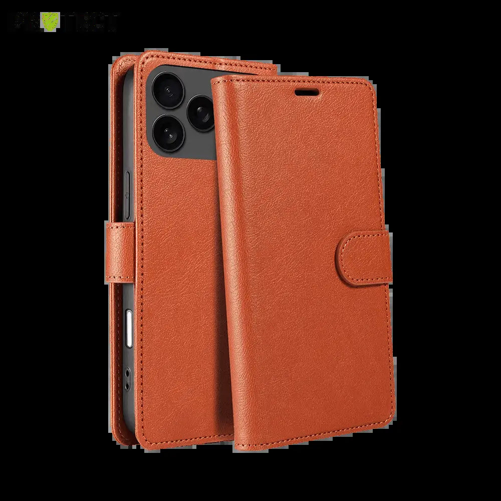 Housse folio anti-RFID iPhone 17 Pro – PROTECT IP011 Marron