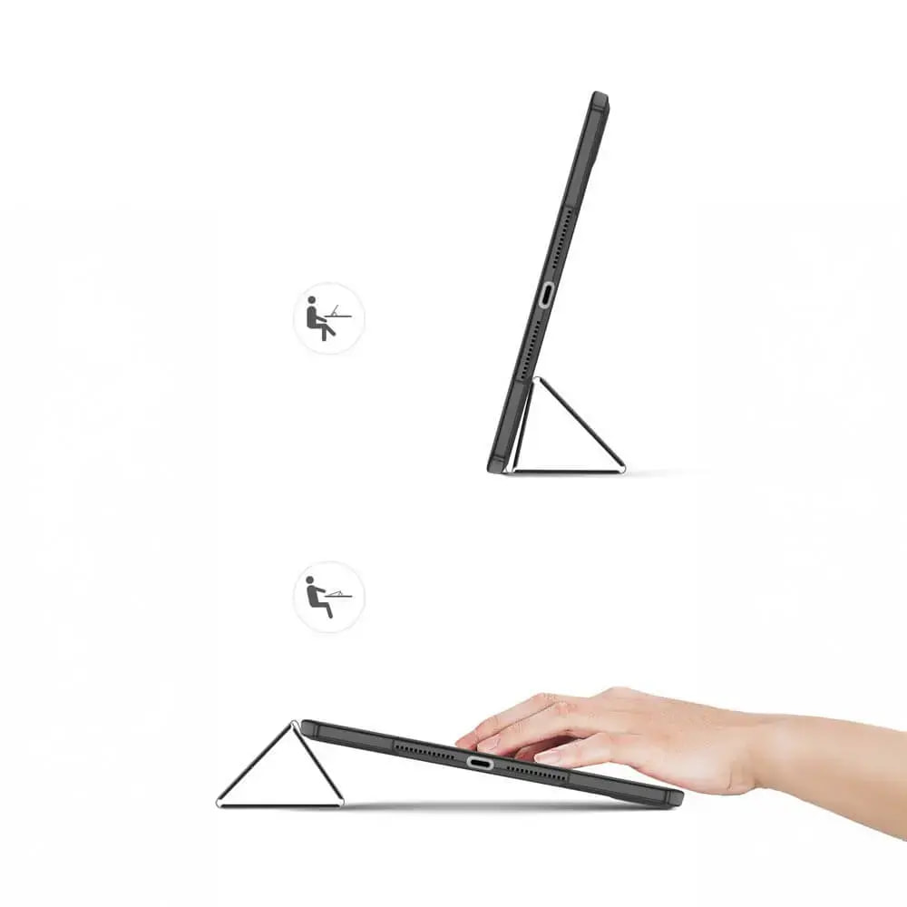 Housse folio iPad 7 / 8 avec dos transparent & porte-stylet - Dux Ducis Toby Noir - Vue 3