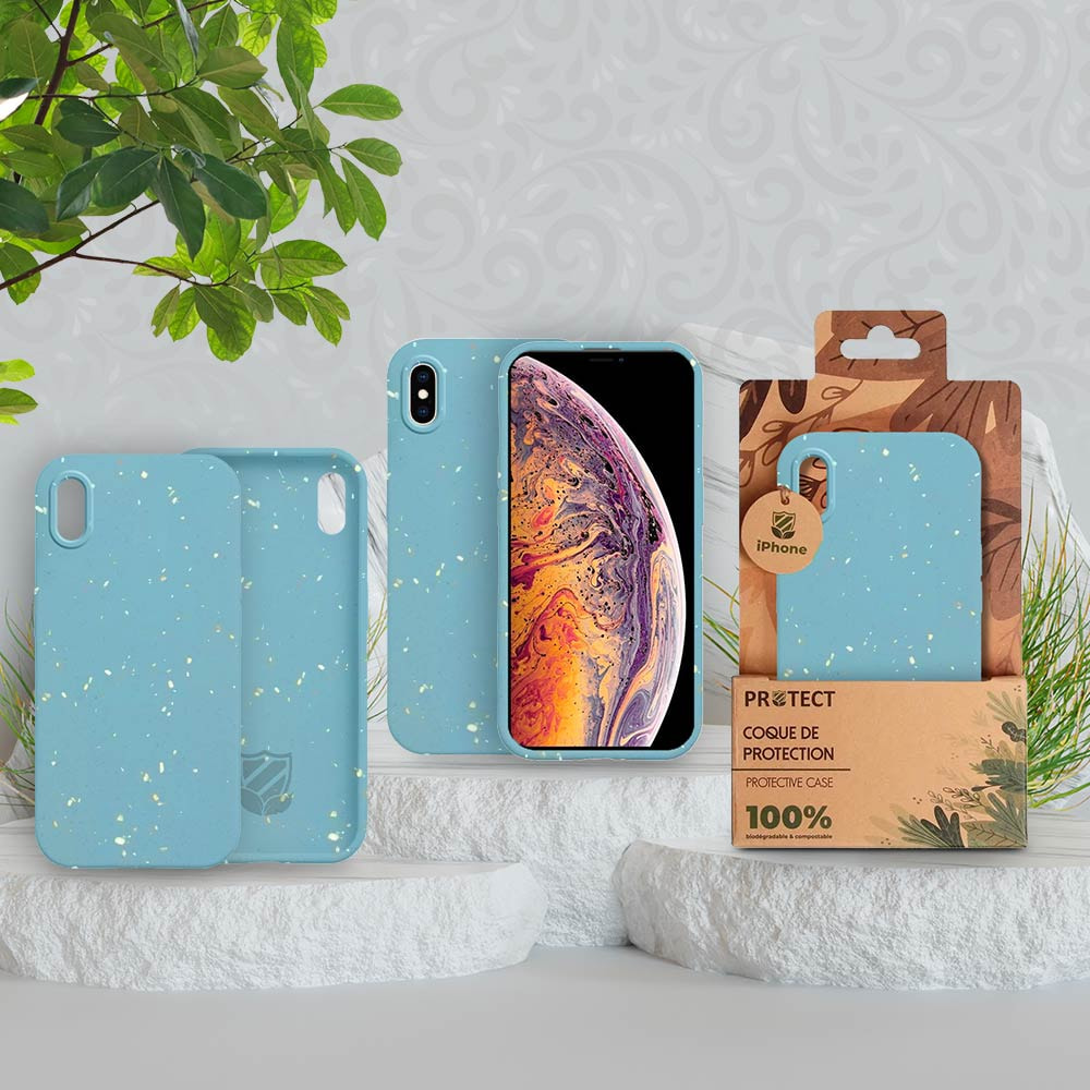 Coque bio iPhone XS Max - PROTECT Bleu - Vue 3