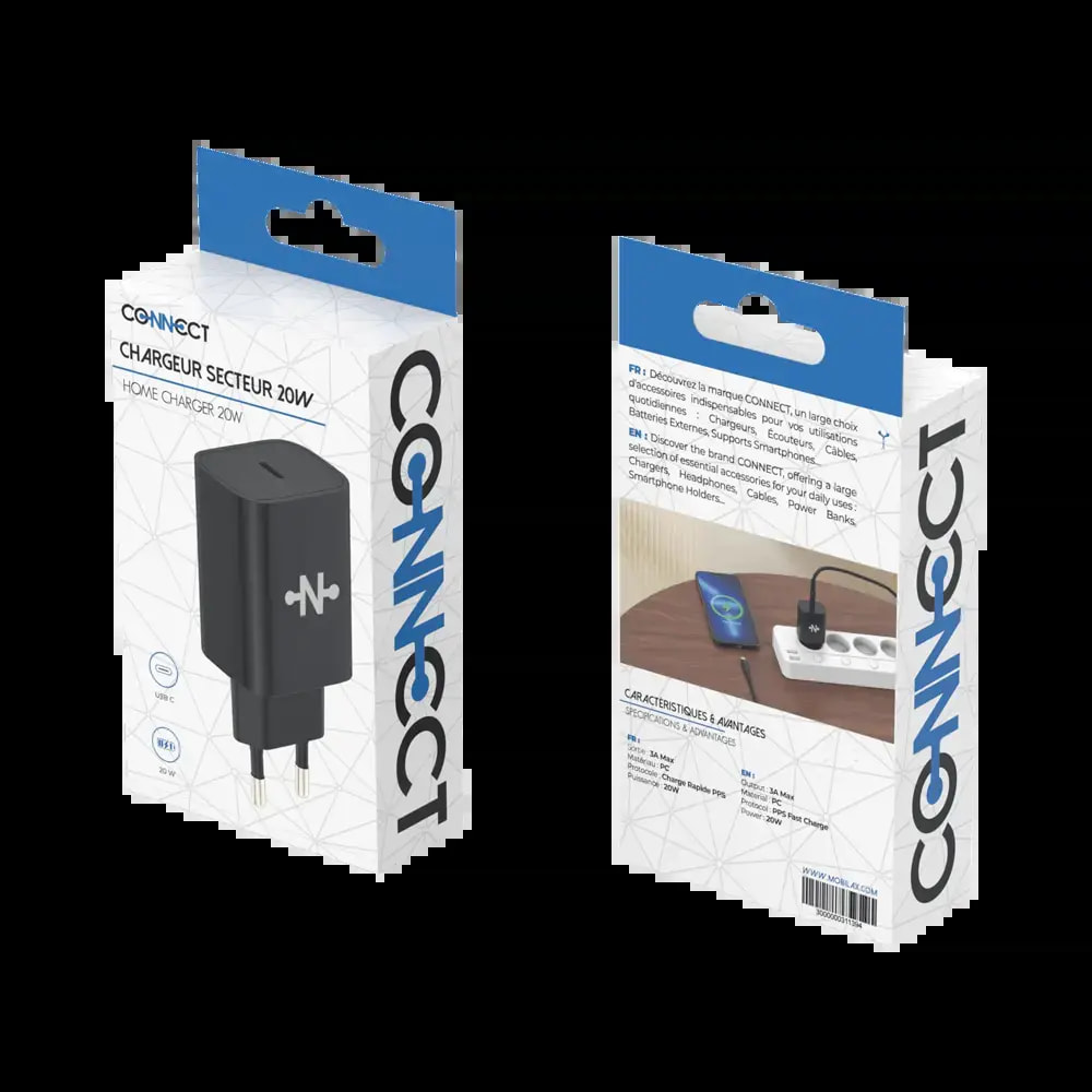 Chargeur secteur USB-C 20W PPS – CONNECT MC-CNC20W Noir - Vue 3