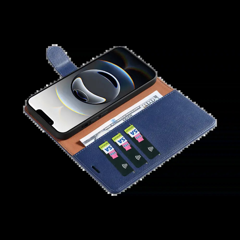 Housse folio anti-RFID iPhone 16e / 17e - PROTECT IP011 Bleu Marine - Vue 3