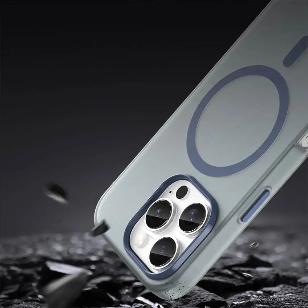 Coque MagSafe bi-matière iPhone 16 Pro - PROTECT MF-006 Bleu Marine - Vue 4