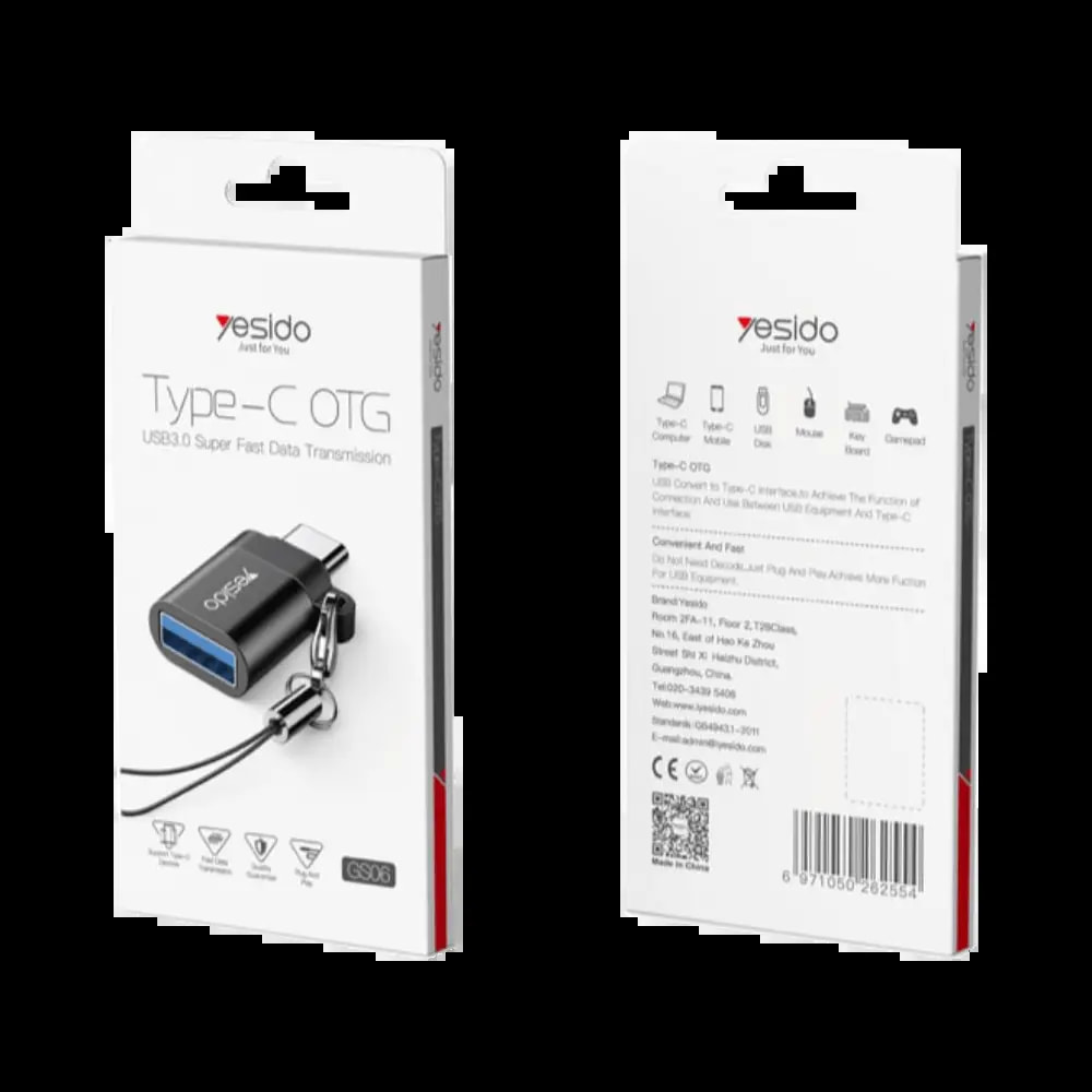 Adaptateur OTG USB femelle vers USB-C mâle Yesido - Vue 3
