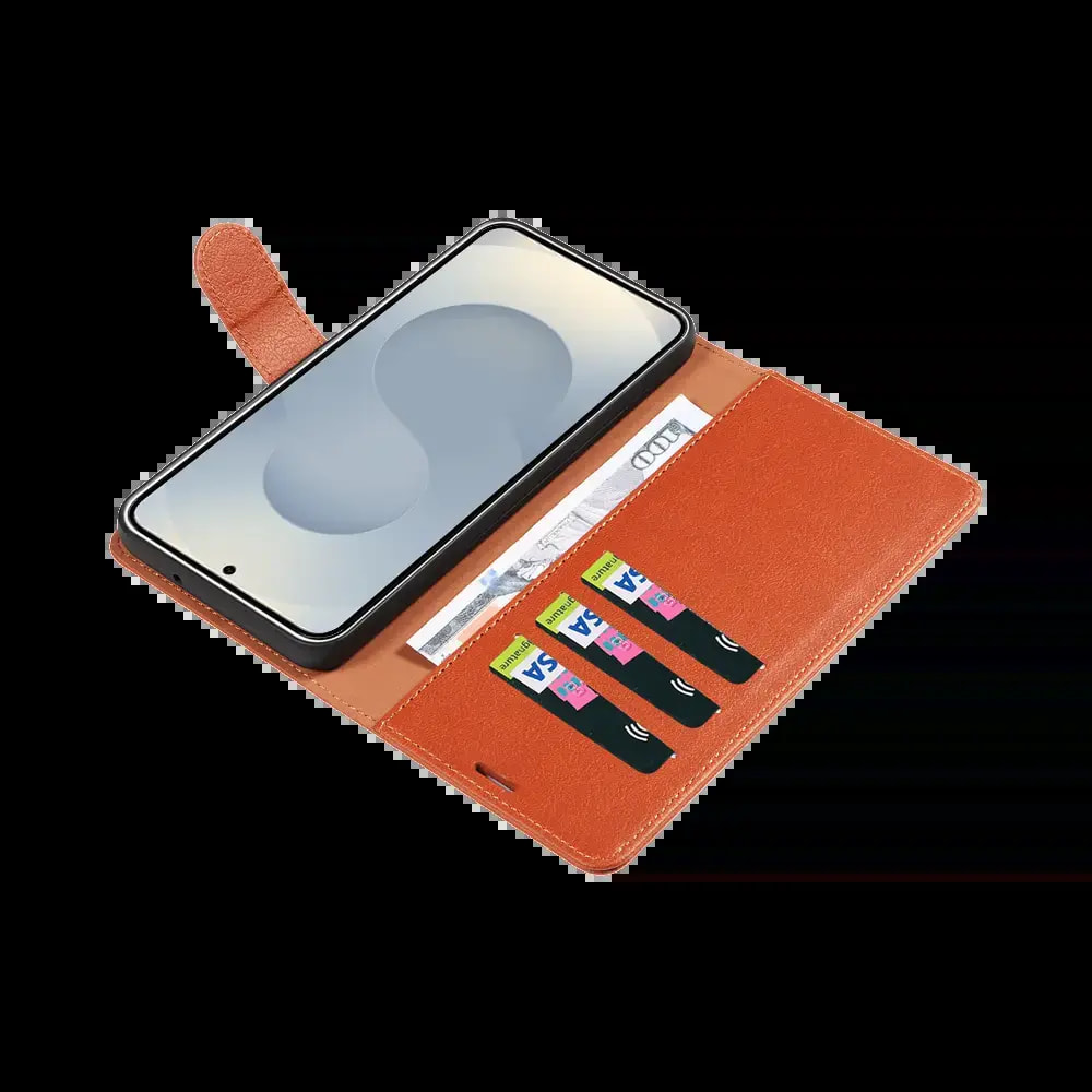 Housse folio anti-RFID Samsung Galaxy S25+ – PROTECT IP011 Marron - Vue 3