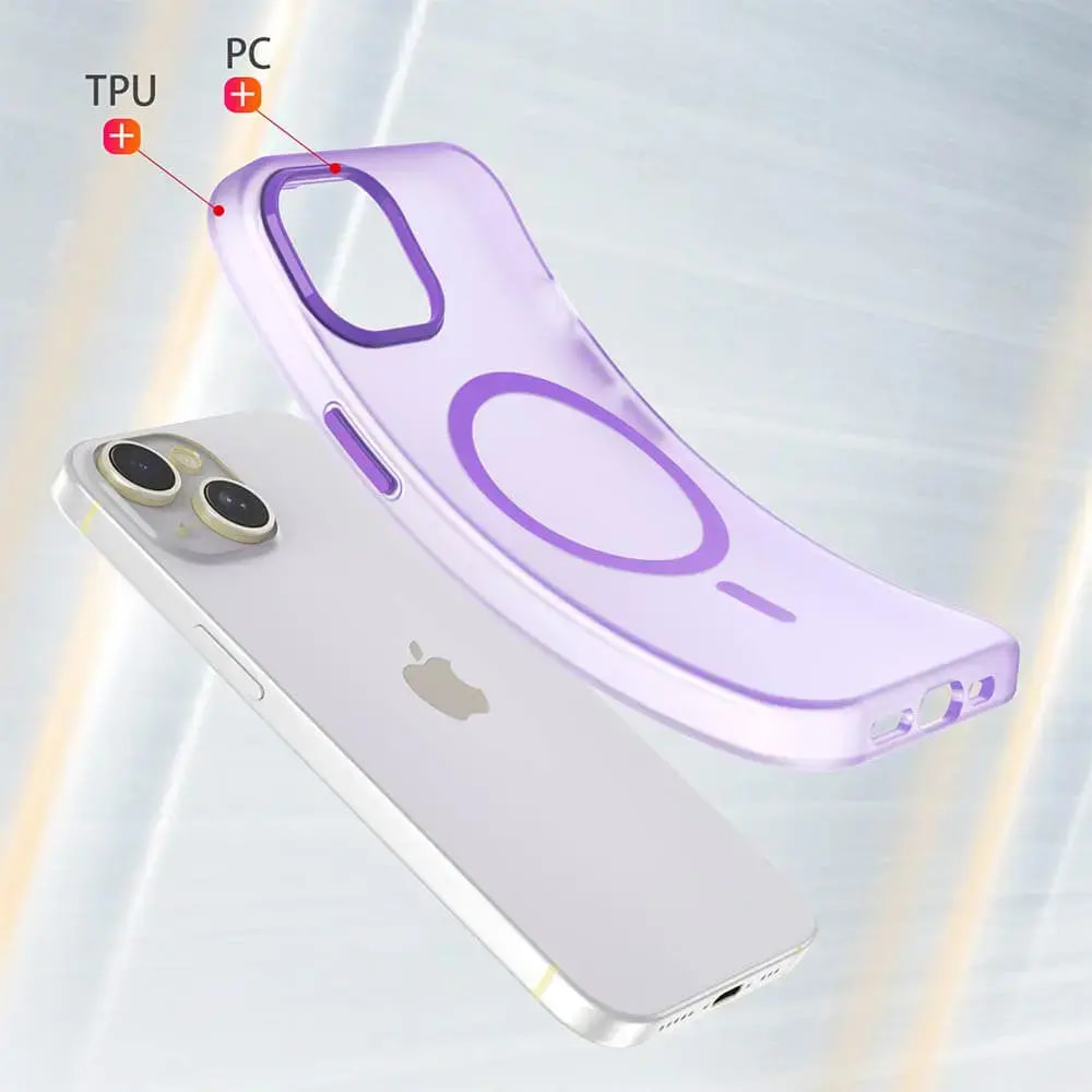 Coque MagSafe bi-matière iPhone 15 - PROTECT MF-006 Violet Foncé - Vue 2