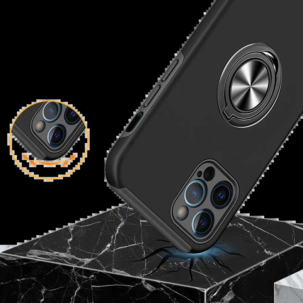 Coque de protection iPhone 12 Pro avec anneau rotatif - PROTECT IE013 Noir - Vue 5
