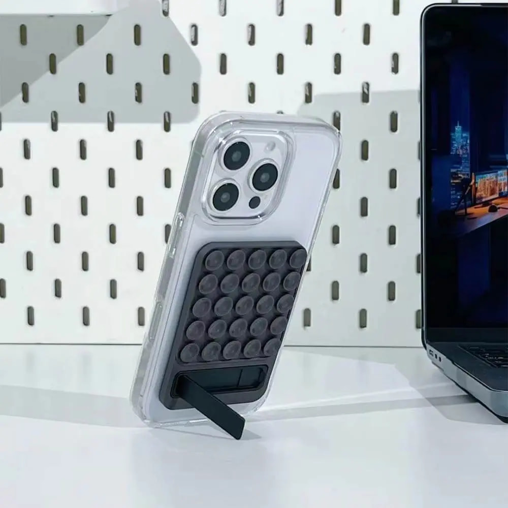 Support smartphone à ventouses silicone avec béquille intégrée - Noir - Vue 3