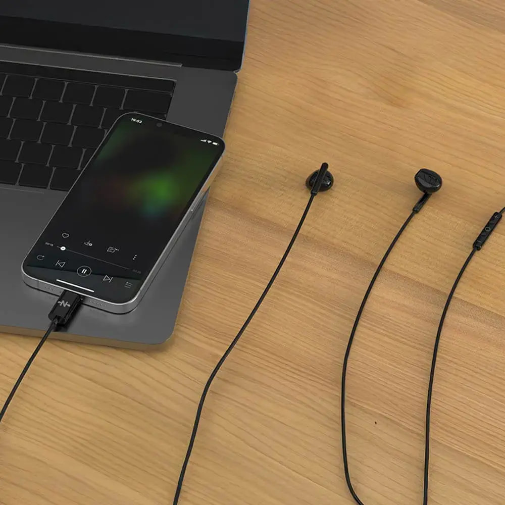 Écouteurs filaires USB-C avec micro & télécommande - CONNECT Noir - Vue 2