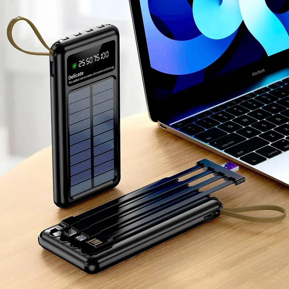 Batterie externe solaire 10000mAh avec écran digital et lampe torche - CONNECT Noir - Vue 2