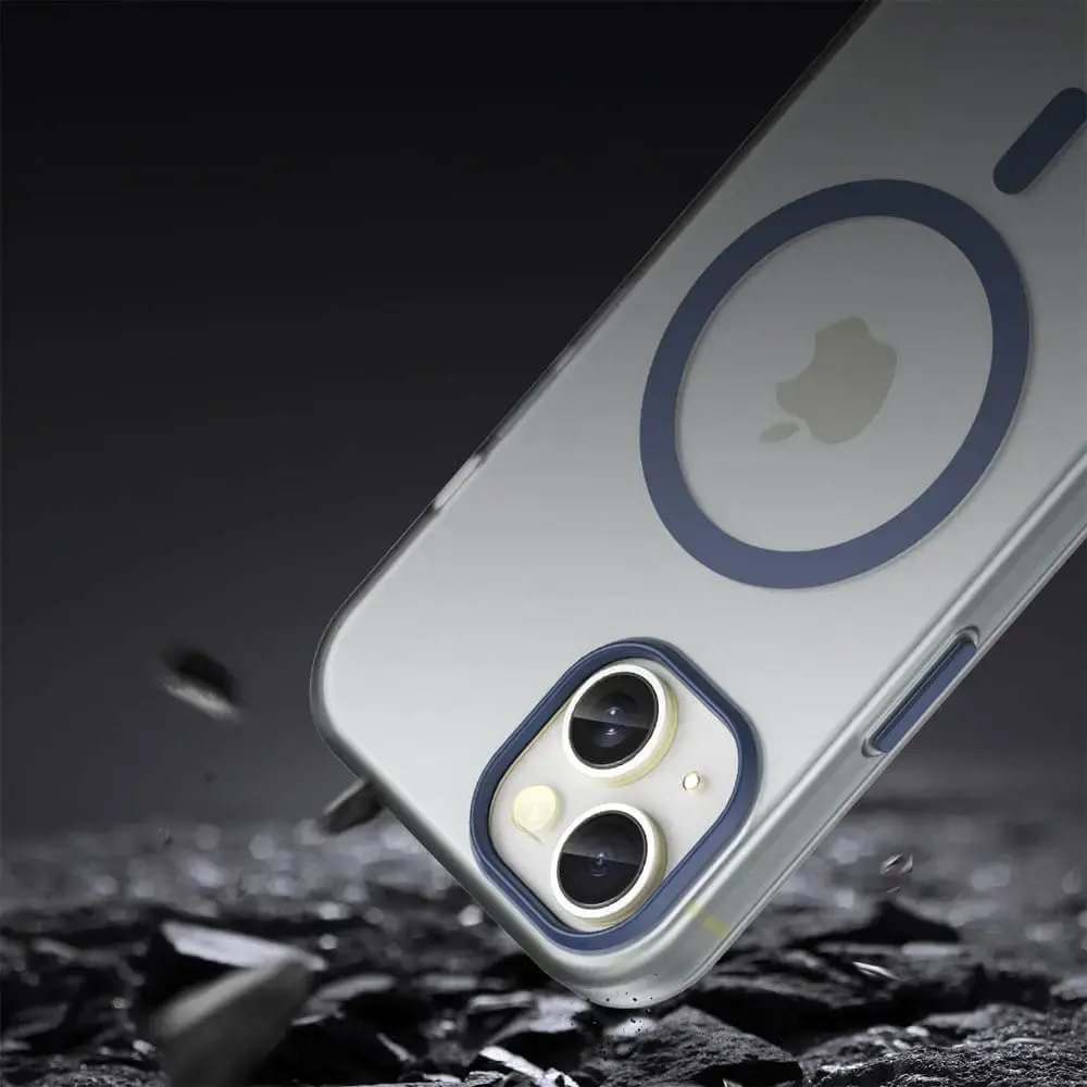 Coque MagSafe bi-matière iPhone 15 - PROTECT MF-006 Bleu Marine - Vue 4