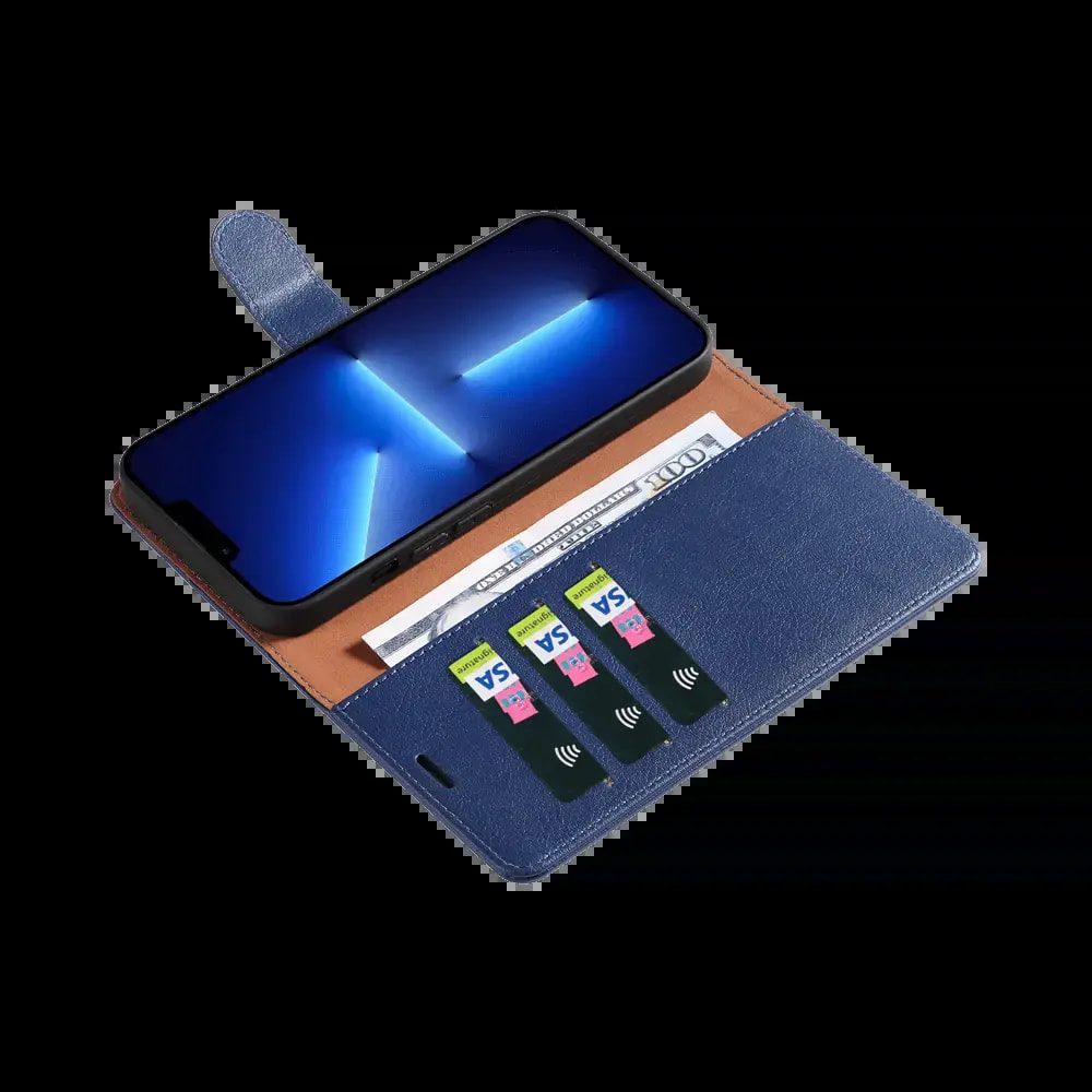 Housse folio anti-RFID iPhone 13 Pro – PROTECT IP011 Bleu Marine - Vue 3