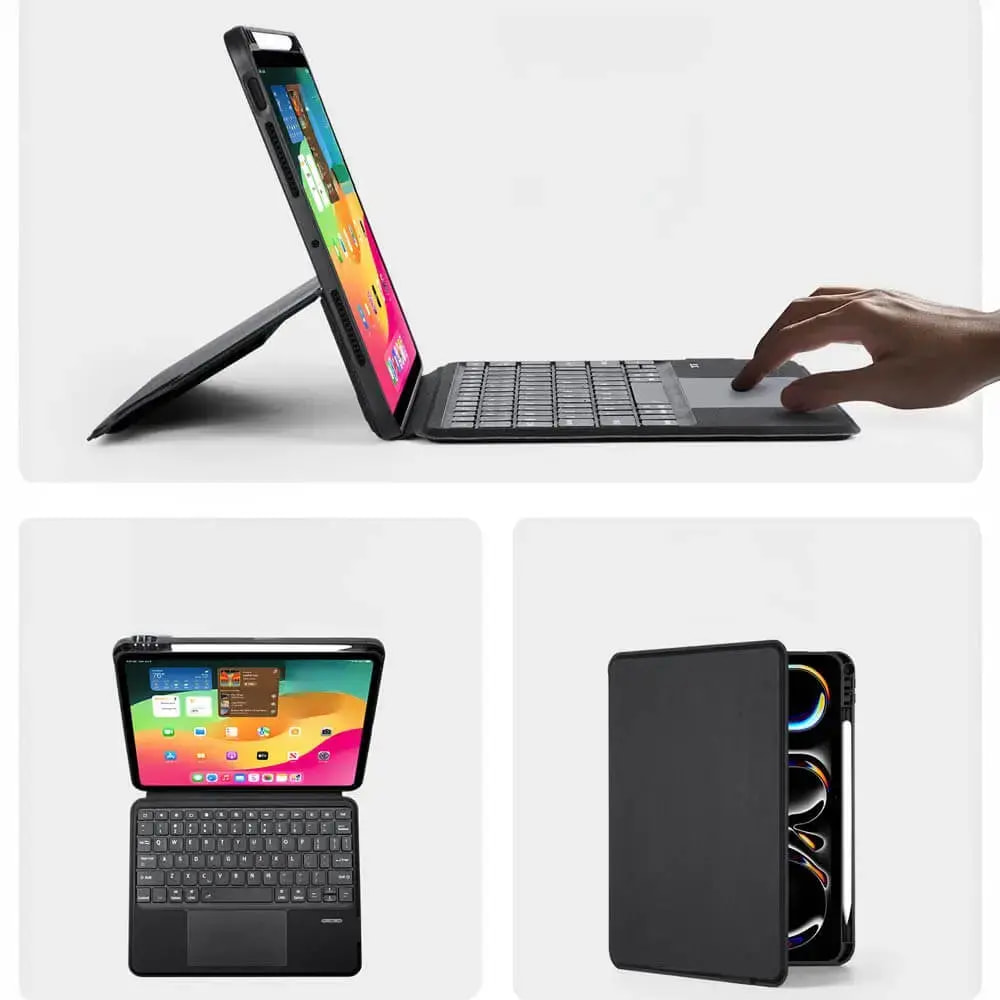 Housse clavier rétroéclairé iPad Pro 11" M4 avec trackpad - Dux Ducis DK Noir - Vue 2
