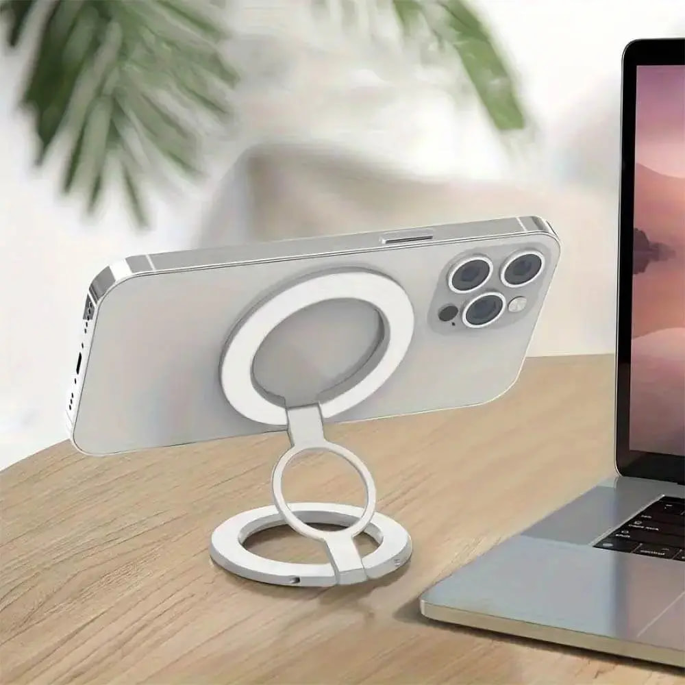 Support smartphone MagSafe rotatif et pliable - fixation multi-surfaces Blanc - Vue 3