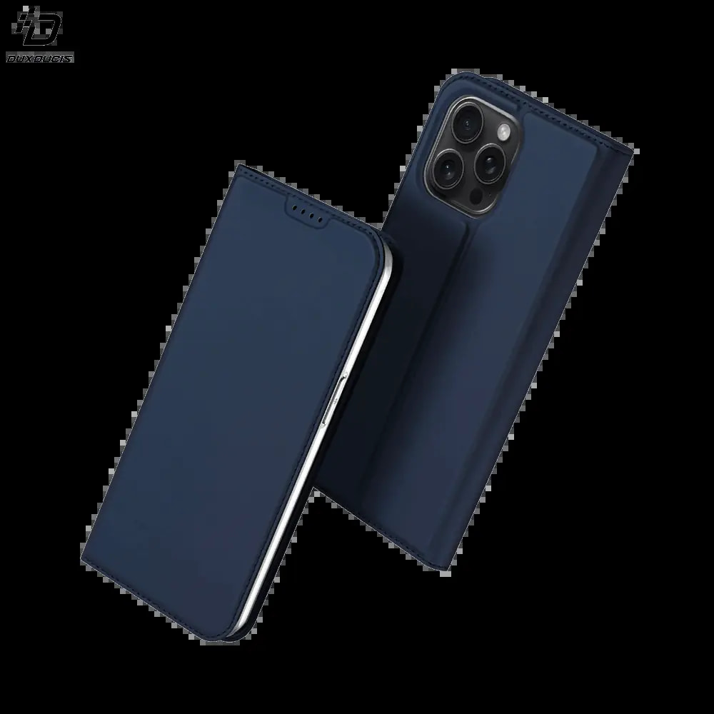 Housse folio iPhone 15 Pro Max porte-carte - Dux Ducis Skin Pro Bleu