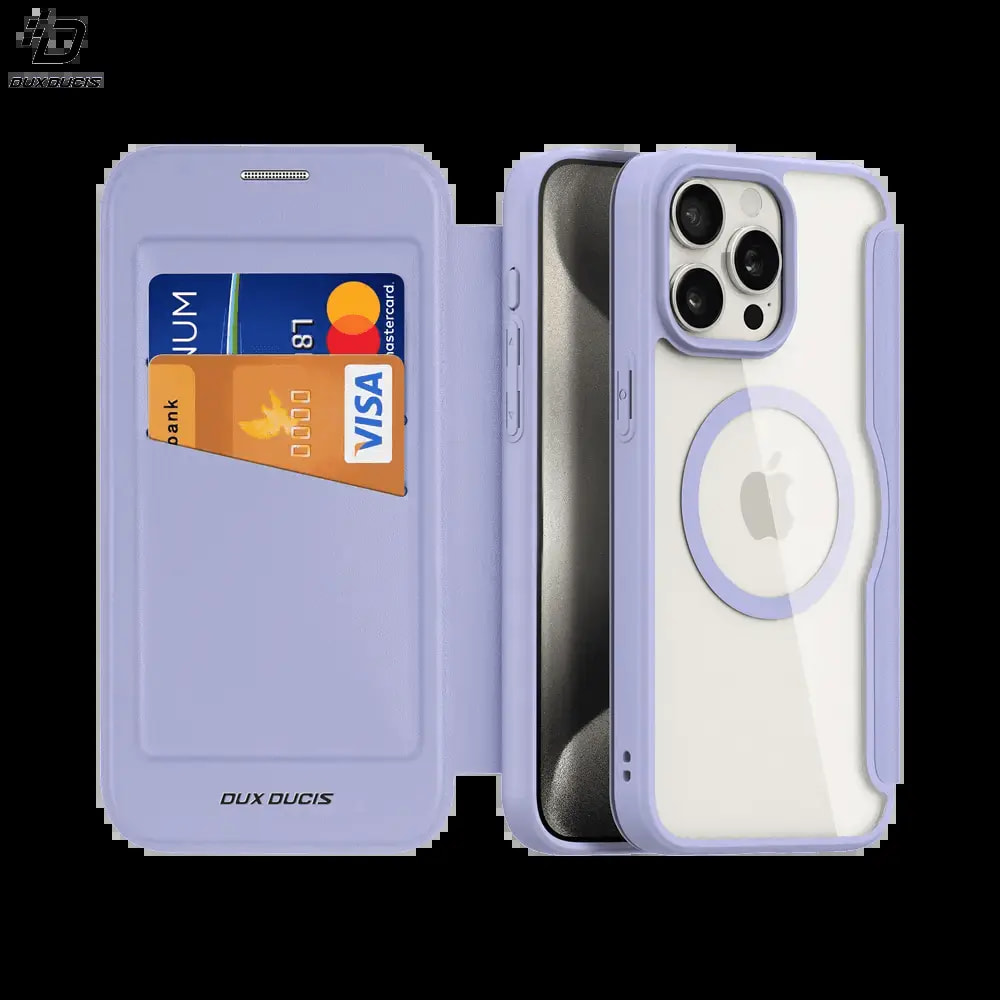 Housse folio MagSafe iPhone 15 Pro – Dux Ducis Skin X Pro Violet