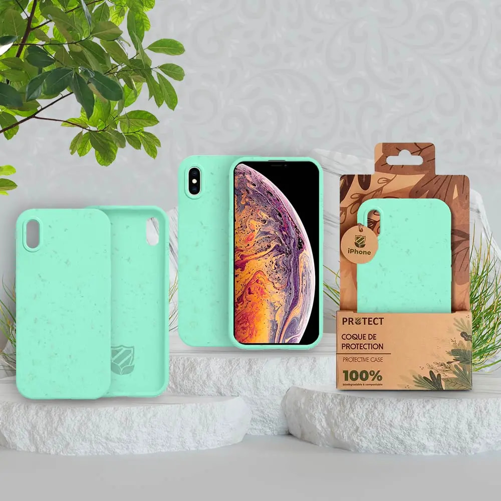 Coque bio iPhone X / XS - PROTECT Vert Menthe - Vue 3