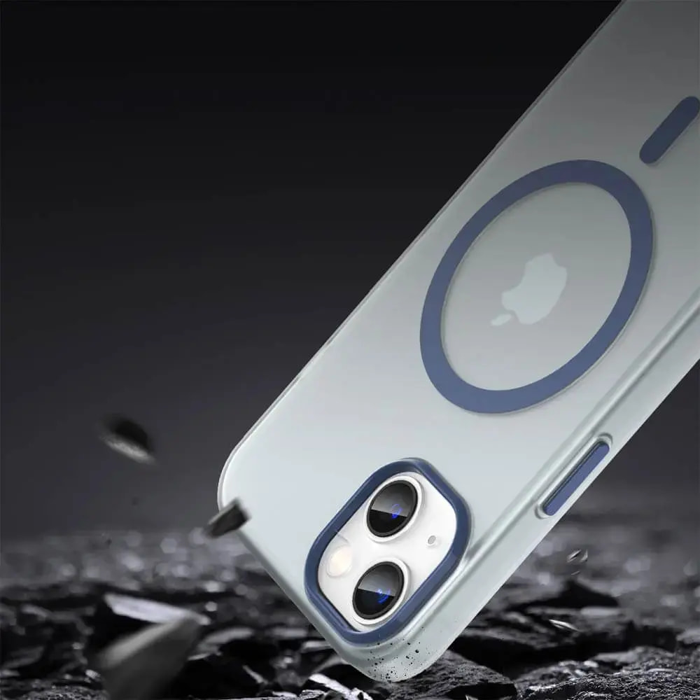 Coque MagSafe bi-matière iPhone 13 - PROTECT MF-006 Bleu Marine - Vue 4