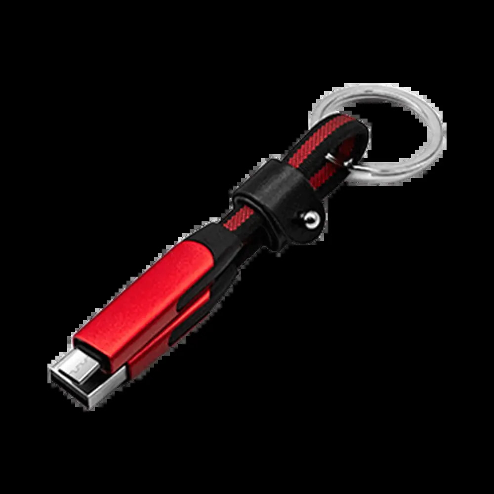 Porte-Clés Multi-Câbles 5 en 1 (Lightning + 2x USB-C + USB-A) Rouge