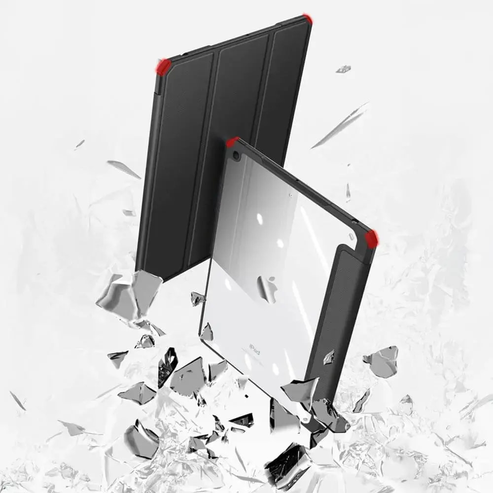 Housse folio iPad 7 / 8 avec dos transparent & porte-stylet - Dux Ducis Toby Noir - Vue 2