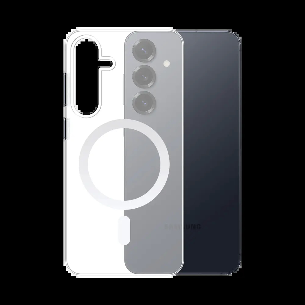 Coque MagSafe silicone transparente iPhone Samsung Galaxy S25