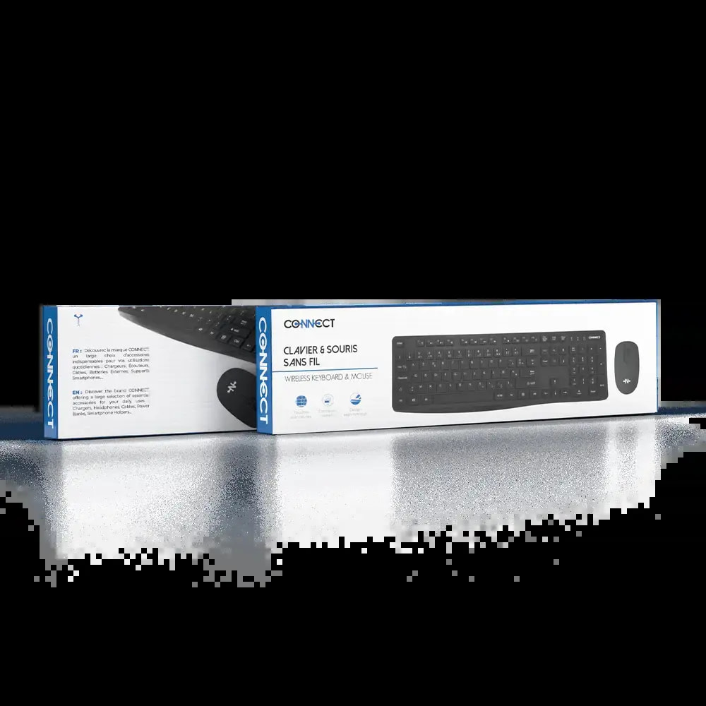 Pack clavier souris sans fil (AZERTY) - CONNECT Noir - Vue 3