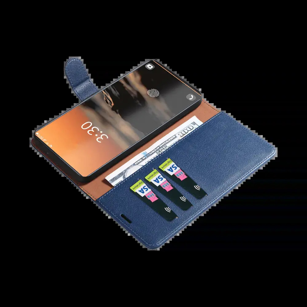 Housse folio anti-RFID Samsung Galaxy S22 Ultra – PROTECT IP011 Bleu Marine - Vue 3