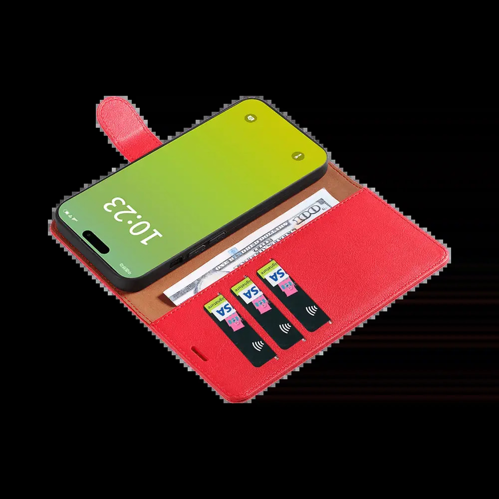 Housse folio anti-RFID iPhone 15 – PROTECT IP011 Rouge - Vue 3