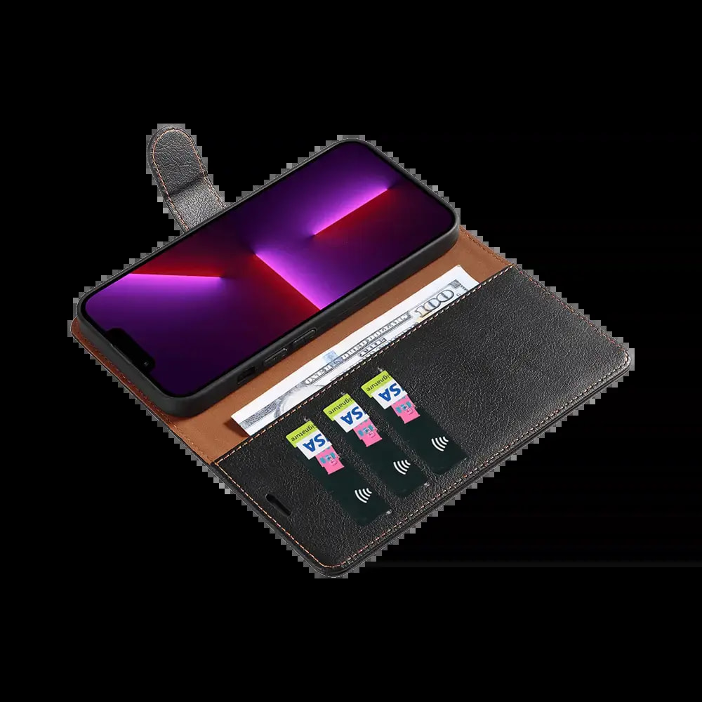 Housse folio anti-RFID iPhone 12 / 12 Pro – PROTECT IP011 Noir - Vue 3