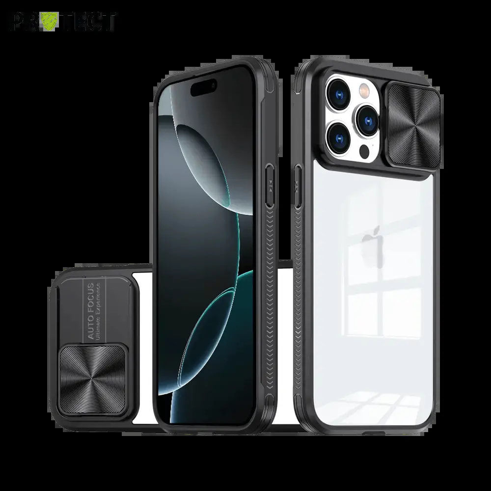 Coque avec cache caméra iPhone 16 Pro - PROTECT IE027 Noir 