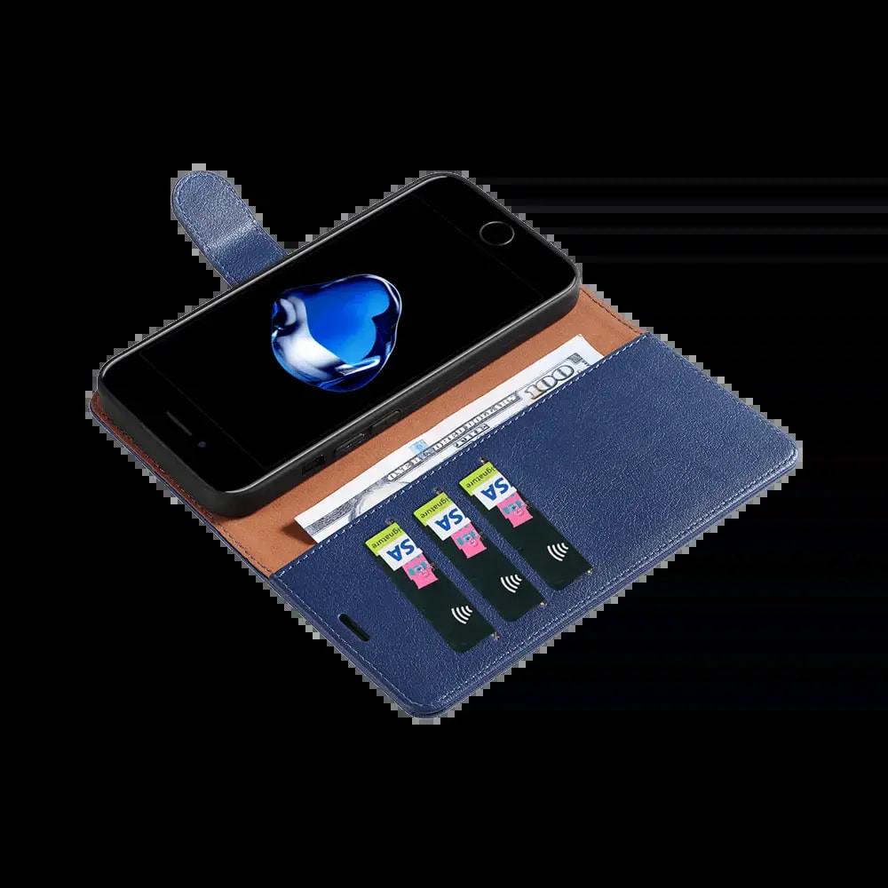 Housse folio anti-RFID iPhone 7 / 8 / SE – PROTECT IP011 Bleu Marine - Vue 4