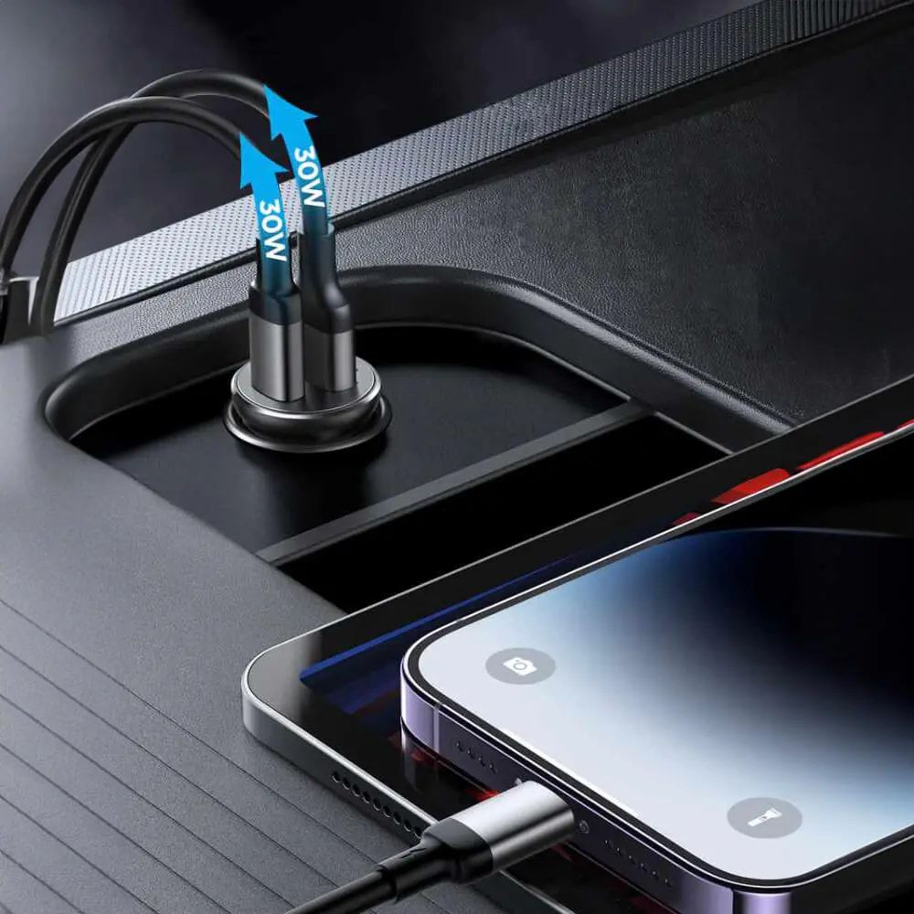Chargeur allume-cigare double USB-C PD 30W JOYROOM JR-CCN06 Noir - Vue 3