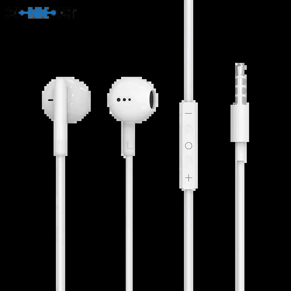 Écouteurs filaires jack 3.5mm stéréo avec micro - CONNECT Blanc