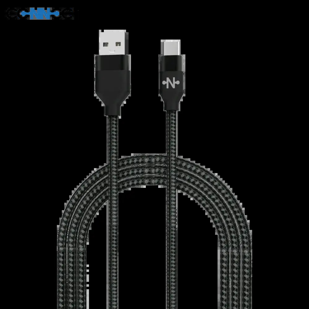 Câble Data Nylon Tressé USB vers USB-C CONNECT (1m) Noir