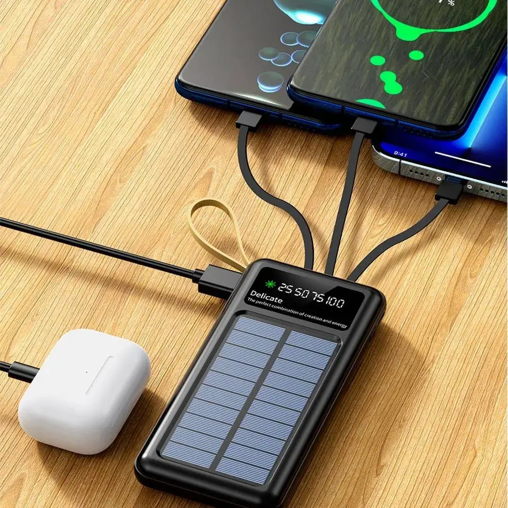 Batterie externe solaire 10000mAh avec écran digital et lampe torche - CONNECT Noir - Vue 3