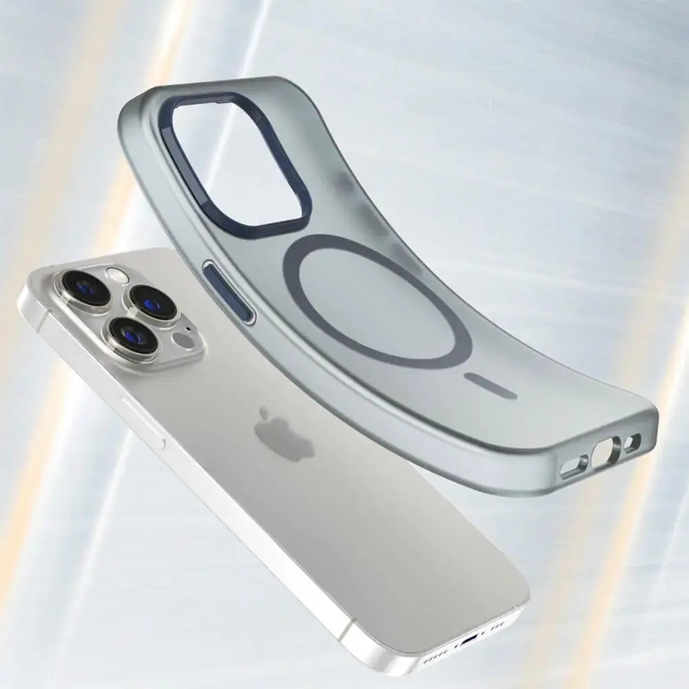 Coque MagSafe bi-matière iPhone 14 Pro - PROTECT MF-006 Bleu Marine - Vue 2
