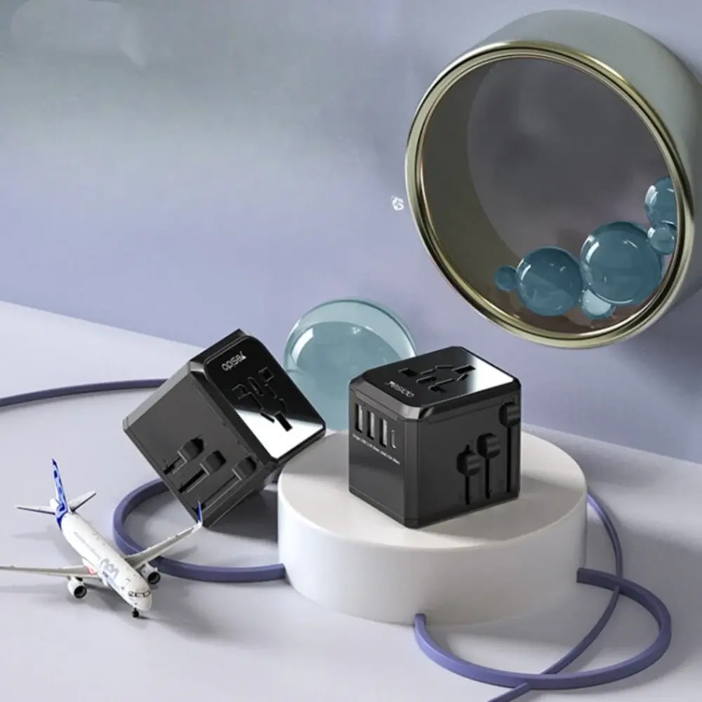 Adaptateur secteur universel avec 4 USB - Compatibilité mondiale - Yesido Noir - Vue 4