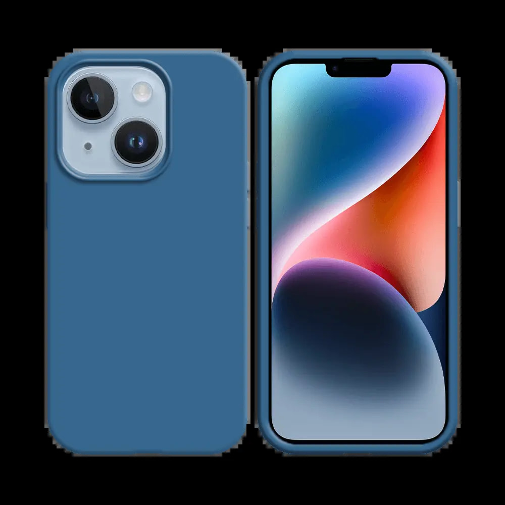 Coque silicone iPhone 14 - Bleu Marine