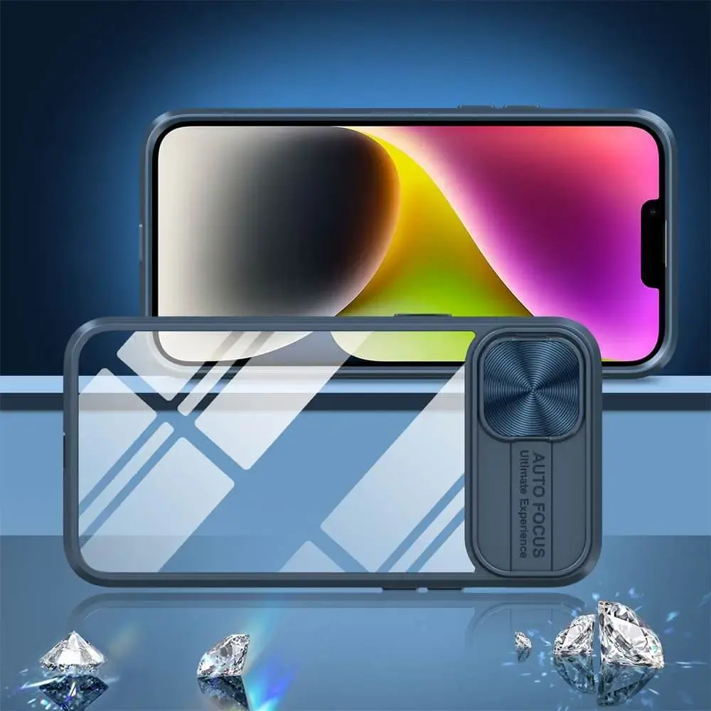 Coque iPhone 13 / 14 / 16e / 17e avec cache caméra - PROTECT IE027 Bleu Marine - Vue 2