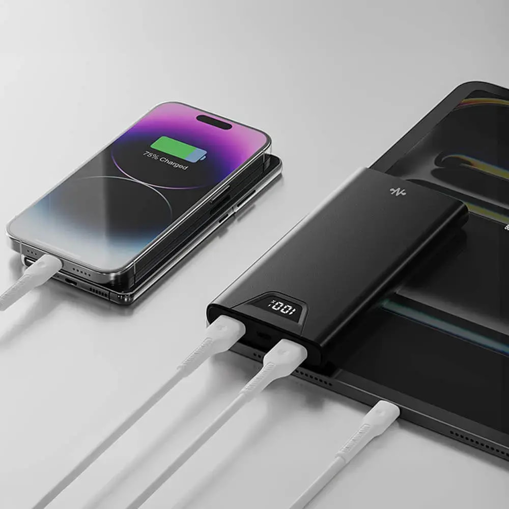 Batterie externe 10000mAh avec affichage digital et charge rapide 15W - CONNECT Noir - Vue 2