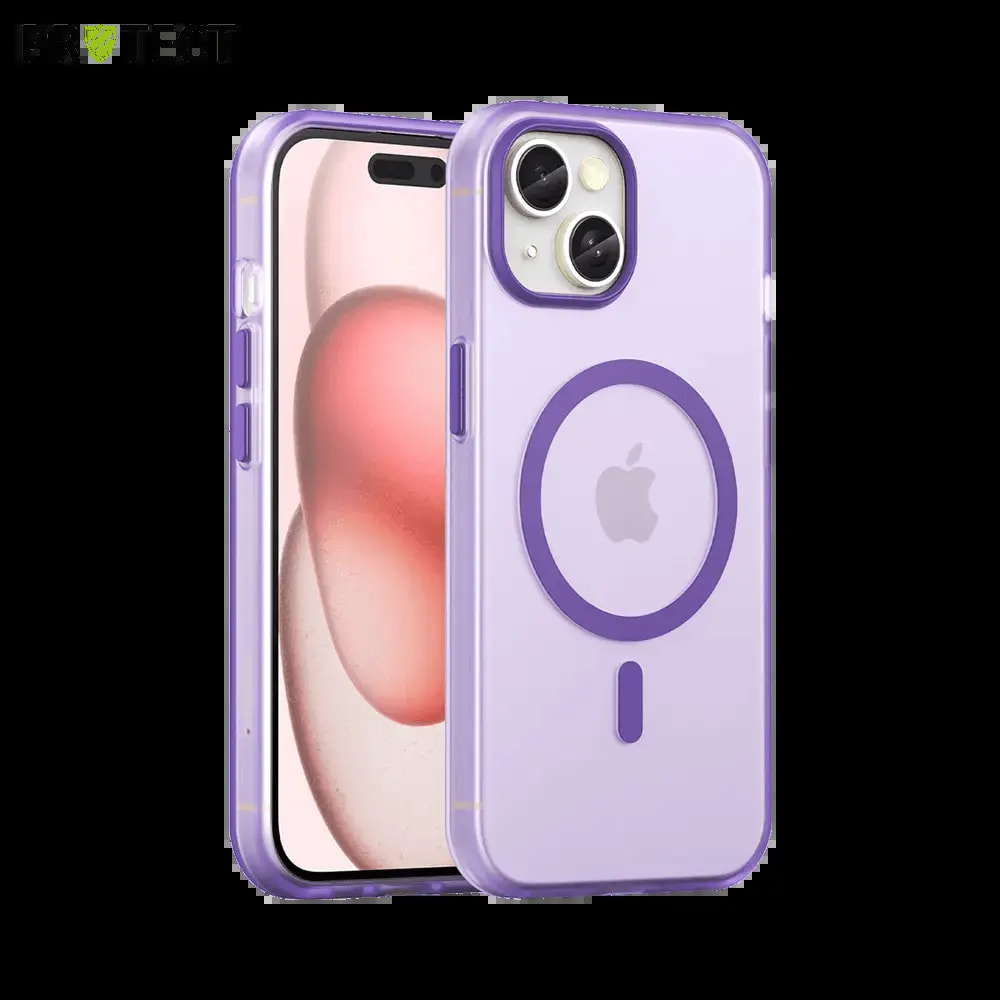 Coque MagSafe bi-matière iPhone 15 - PROTECT MF-006 Violet Foncé