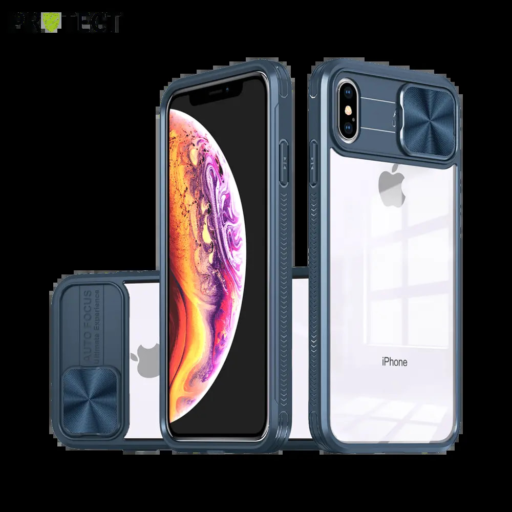 Coque iPhone XS Max avec cache caméra - PROTECT IE027 Bleu Marine