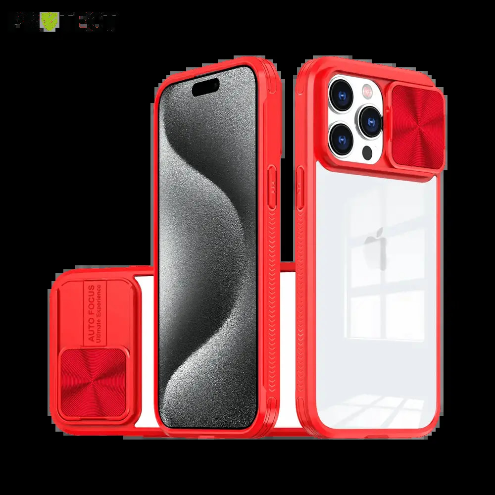 Coque iPhone 15 Pro avec cache caméra - PROTECT IE027 Rouge 