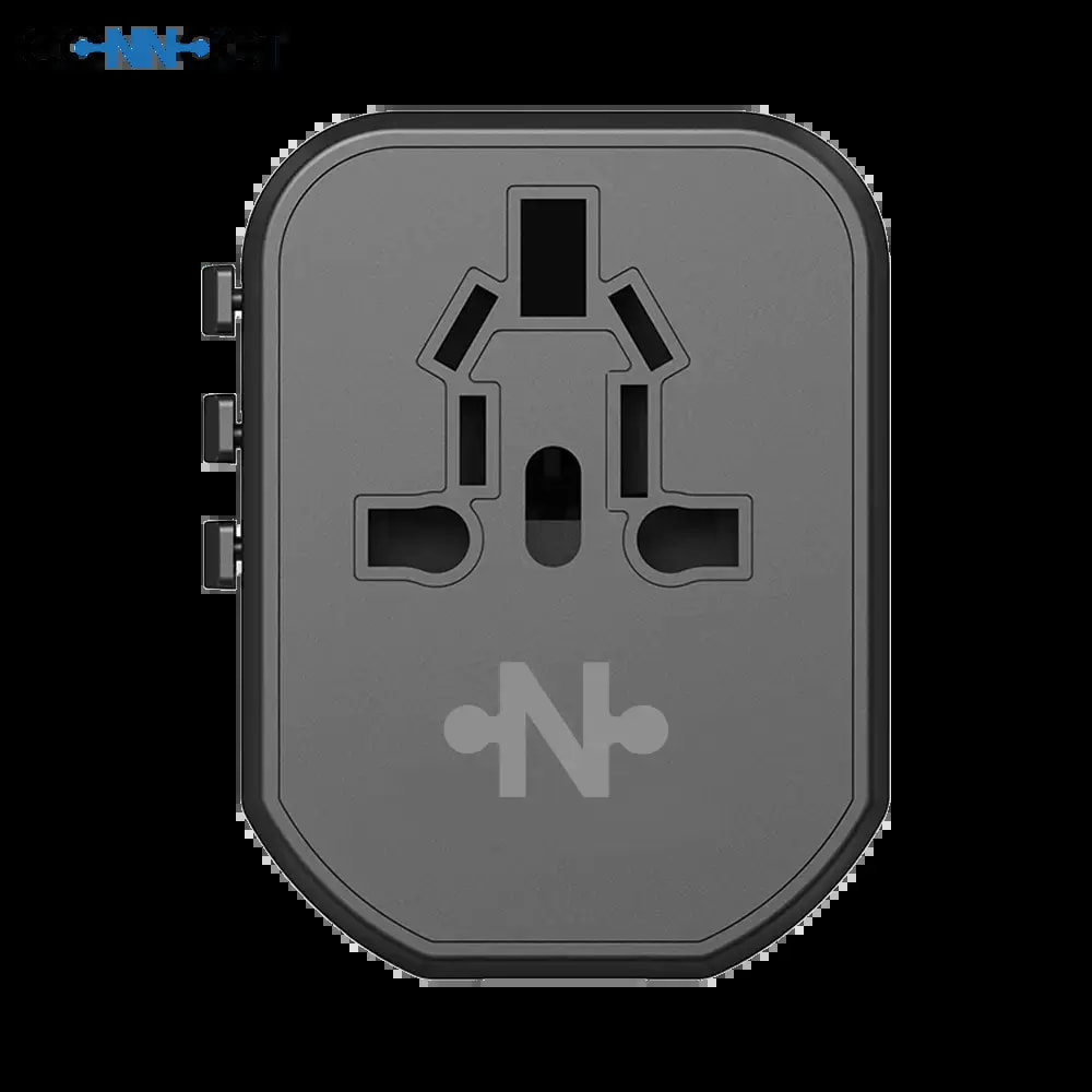 Adaptateur secteur de voyage 20W 3 ports (USB-C + 2x USB-A) – CONNECT Noir